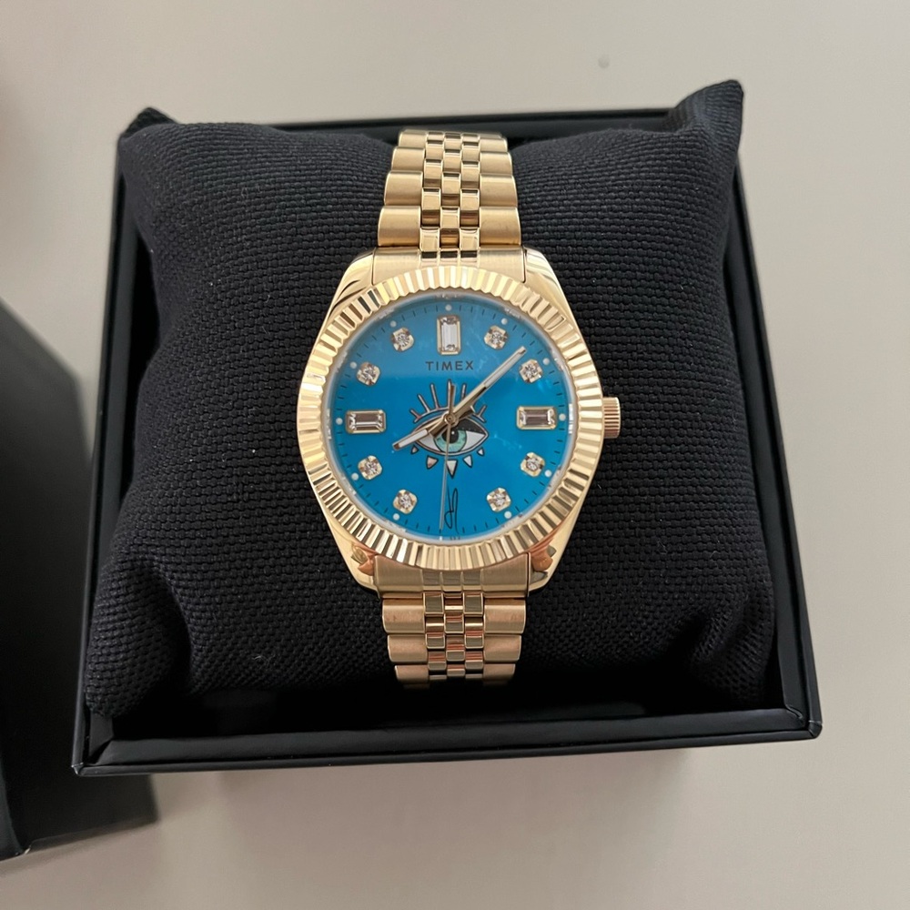 Timex x Jacquie Aiche 36mm Stainless Steel Bracelet Watch Turquoise